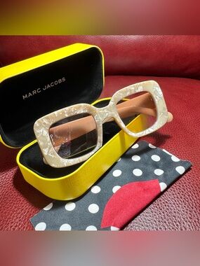 Pearlized Cream Square Sunglasses w Brown Lenses Otra Bella Oversized eyewear